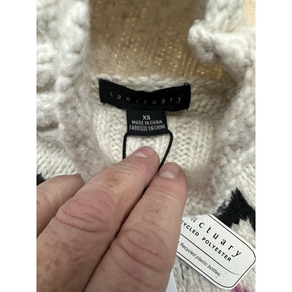 Sanctuary Women’s Tis the Season Fair Isle Mock Neck Sweater Sz XS Oversized - Picture 3 of 8